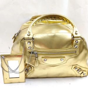 Balenciaga Gold PM Bowling Bag (AUTH)